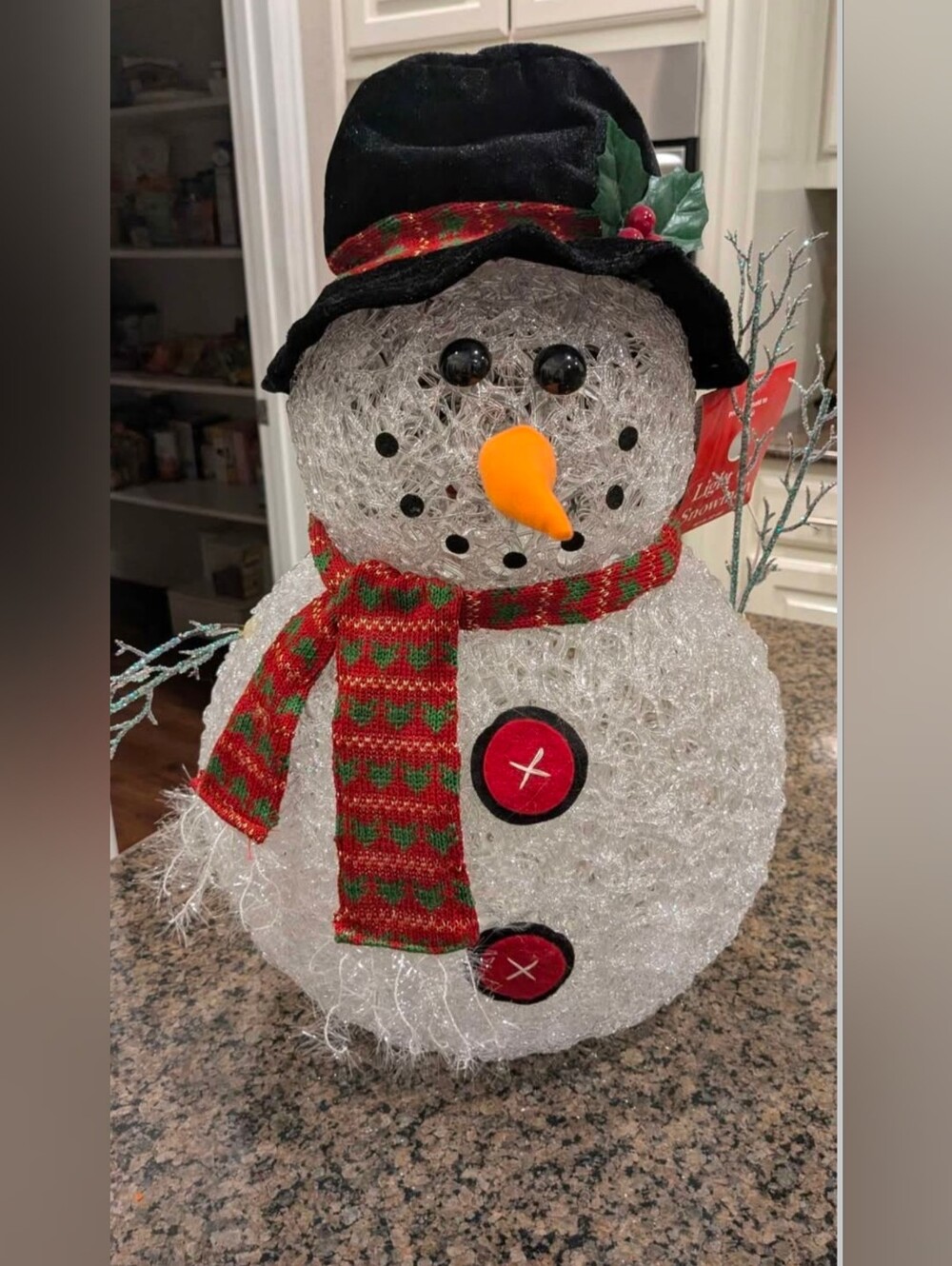 18 Inch Spun Acrylic Snowman with multi colored LED Light